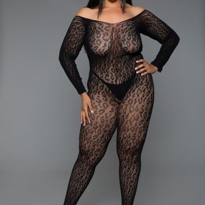 BeWicked Queen Animal Instinct Catsuit Bodystocking Black