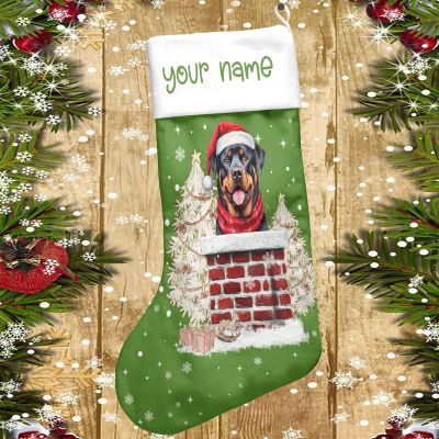 Personalized Rottweiler Christmas Stocking, Cute Rottweiler Stocking (Style 7)