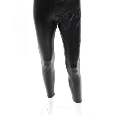 Ginasy Womens Faux Leather Elastic Waits Slip-On Fashion Leggings Black Size L