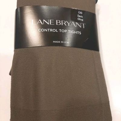 Lane Bryant Control Top Tights Dark Olive Green Size C-D, 1 Pair, Made In USA