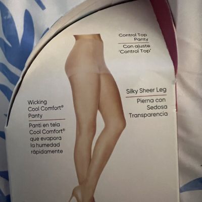 L'eggs Silken Mist Silky Sheer Cool Comfort Control Top Panty Hose Sz Large New