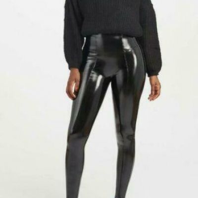 NWT SEALED SPANX FAUX PATENT SHINY LEATHER BLACK Leggings Pants Size XS Small