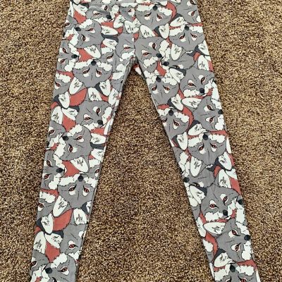 FOX FACES EYES Gray Orange LuLaRoe LEGGINGS OS Cute Foxy Causal workout