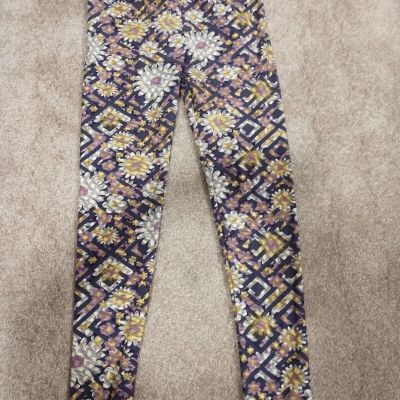 LuLaRoe One Size Daisy Bright Multicolor Women's Leggings EUC