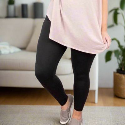 NEW OS Womens Solid Black Exclusive Leggings YOGA WAIST (Feel Soft as Lularoe)