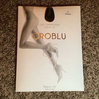 Oroblu repos 40 light compression sheer to waist tights, off black, size: XL