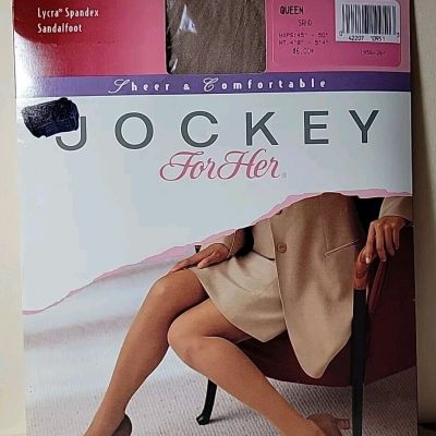Vintage Jockey for Her Pantyhose Size Queen Sand Sandalfoot Control Top NWT