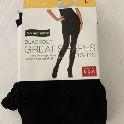 No Nonsense Blackout Great Shapes Shaping Tights, Size Large