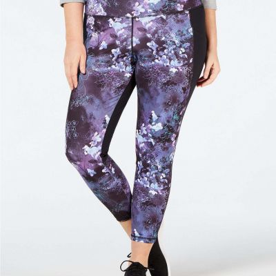 Ideology Womens Plus Size Trimmed Cropped Leggings Size:3X Color:Dark Floral