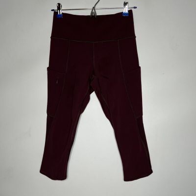 Athleta Womens Capri Leggings Maroon Stretch Yoga Size XS