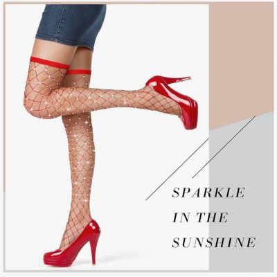 Red Fishnet Stockings With Rhinestones