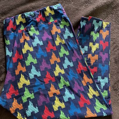 Disney Parks Rainbow Castle Leggings For Women In Size 3XL EUC WDW Disneyland