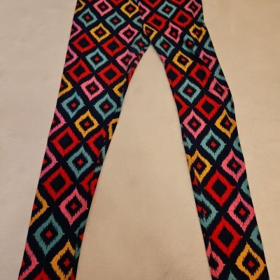 LulaRoe Tall Curvy Multicolor Geometric Diamond High Rise Leggings Pull On Pants