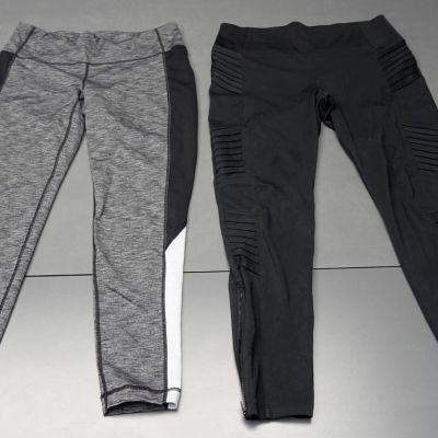 Athleta Lot 2 Women Sz L Black/Grey Athletic Workout Legging Pants d