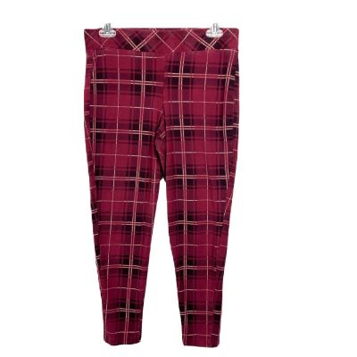 Torrid Leggings Women 1X Plus Size Maroon Plaid Skinny Stretch Cropped Bottoms