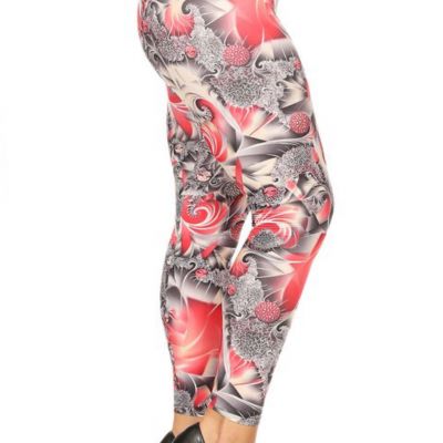 Women's Red Flower Printed Comfortable Sexy Fashion Leggings Size XL