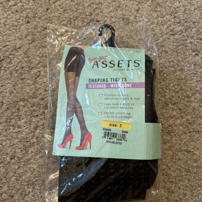 Assets by Sara Blakely Wishbone Shaping Tights Women‘s Size 2 Black Textured