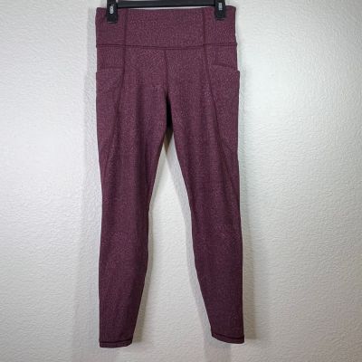 Athleta Burgundy Salutation Stash Pocket Tight High Waist Workout Yoga Pants M