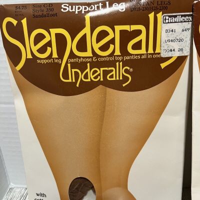 9   Slenderalls Control Top Pantyhose Size C-D Suntan Legs  Sandalfoot Vntg 1981