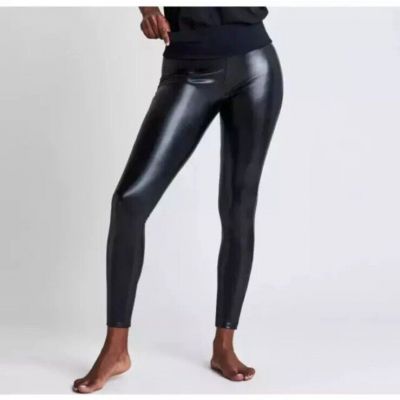 Spanx Assets Women's All Over Faux Leather Leggings - Black large