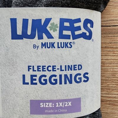 Lukees By MukLuks Grey Women Size 1X/ 2X Fleece-Lined Leggings