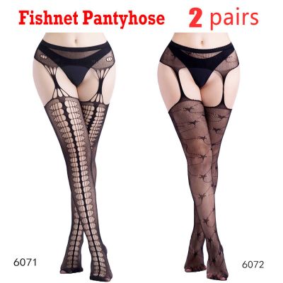 Cytherea 2 pairs Sexy Flower Lace Pantyhose Tight Garter Belt Stockings