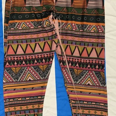 Womens Juniors Yummy Plus Multi-Color Patterned Leggings Size 1X Stretch Pull On