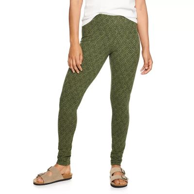 Artsy Boho XL Long Olive Green Geo Floral Midrise Leggings New Sonoma Birthday