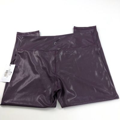 Zyia Active NEW 20 (Fits 32W 24L) High Rise Metallic Shiny 7/8 Legging Purple