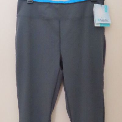 NWT Coolibar UPF 50+ Women's Size L Gray & Blue Swim Leggings w Back Zip Pocket