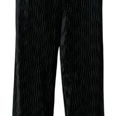 Isaac Mizrahi Live! Leggings Sz S Pleated Velvet Wide-Leg Pants Jegging Black