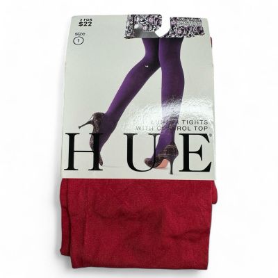 NWT HUE Womens Luster Tights Control Top Size 1 Apple Red 1 Pair New