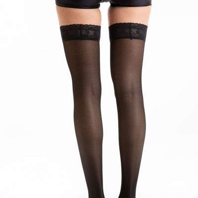 RELAXSAN Basic 870 Black 3/L - moderate support Thigh High Hold-Up stockings ...