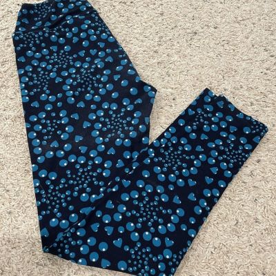 Lularoe Leggings One Size Black With Teal Green Spots