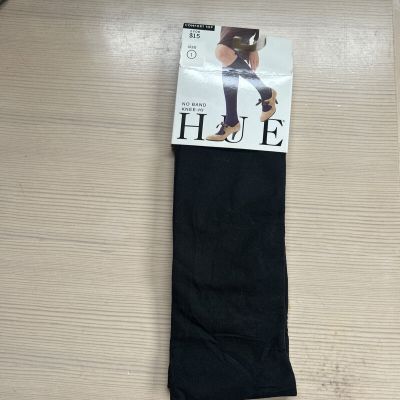 NEW Women's No Band Knee Highs Hue Brand COMFORT TOP BLACK Size 1