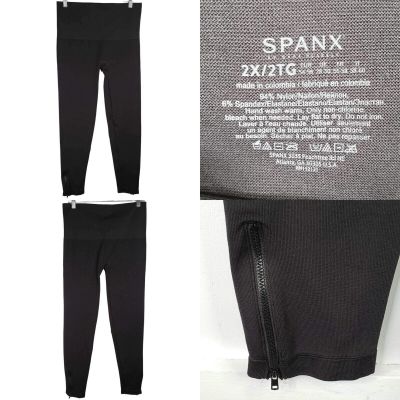 Spanx Legging Pants Shapewear Womens Plus Size 2XL Black Zip Ankle Stretch