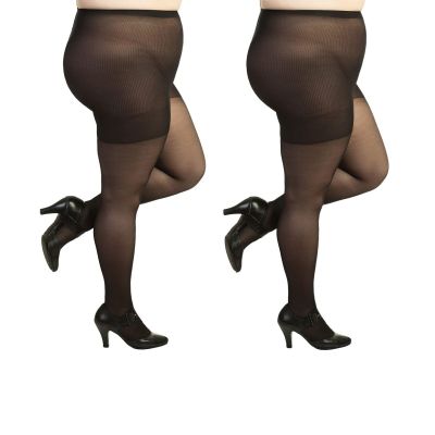 2 Pairs Plus Size Comfortable Womens Pantyhose Soft Sheer Queen Tights 7XL,Black