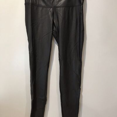 Time $ Tru Womens Shiny Black Leggings Size L (12-14)