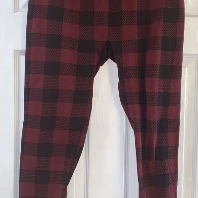 Maurices Red & Black Plaid Fleece Lined Leggings Size 2X