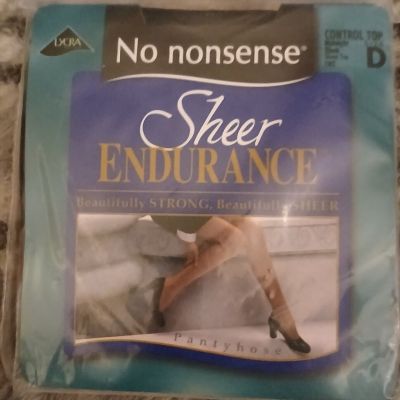 NO NONSENSE Sheer Endurance Midnight Black Pantyhose Womens Size D