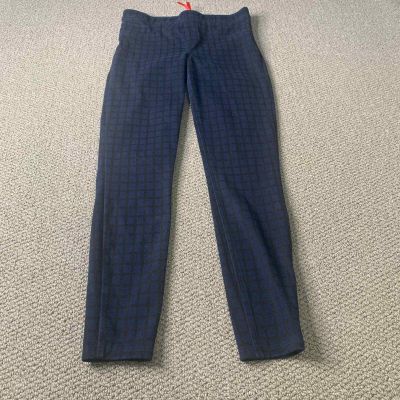 SPANX Sara Blakely Womens Leggings Size Medium Blue Checkered Skinny Pull On