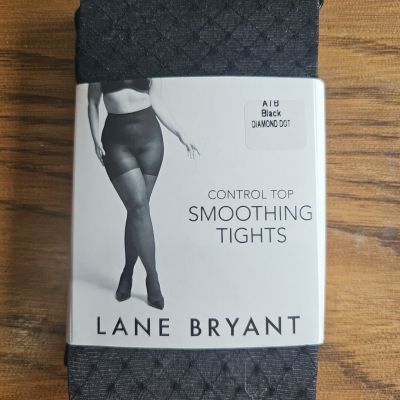 Lane Bryant Women's Control Top Smoothing Tights Black Diamond Dot size A/B