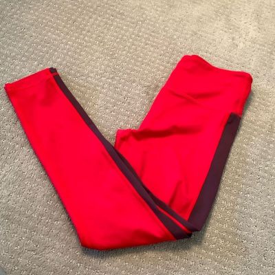 ZYIA Active Red Royalty Stripe High Rise Light N Tight Leggings Size 4