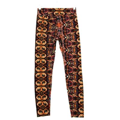 LulaRoe Purple Orange Geometric Art Print Leggings One Size High Rise Stretch