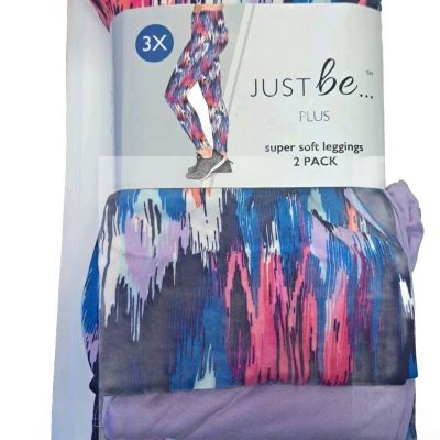 Just Be Plus Super Soft Women's Leggings Pack Of 2 Plus Size 3X New In Package!