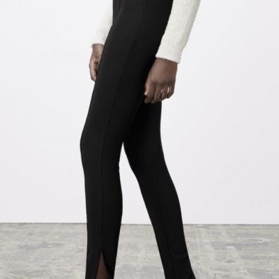 ZARA Slit Ankle Flare Ribbed Legging Black Size XS  X Small