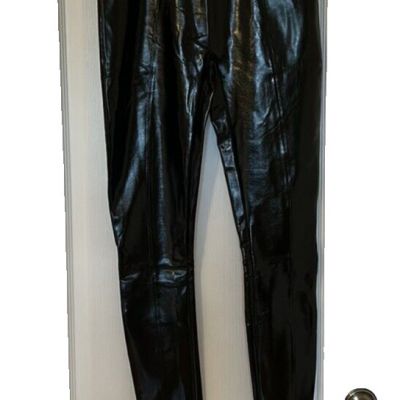 SPANX Black Faux Patent Leather Liquid Gloss Leggings XL Tall 30