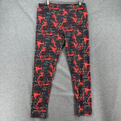 Lularoe TC Leggings Red Cardinal Tall & Curvy Dark Grey