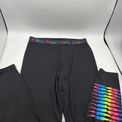 Savage X Fenty By Rihanna Legging Women Sz M Black Savage Rainbow Metallic