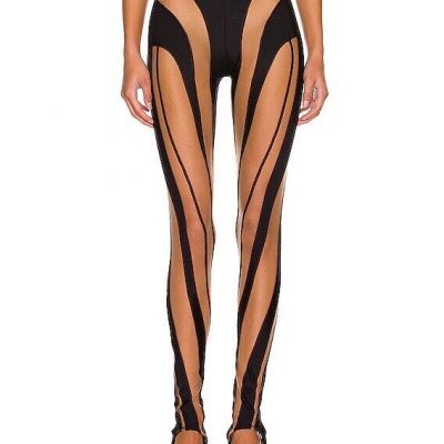 Mugler Sheer Spiral Leggings Black & Nude 36 NWT $690